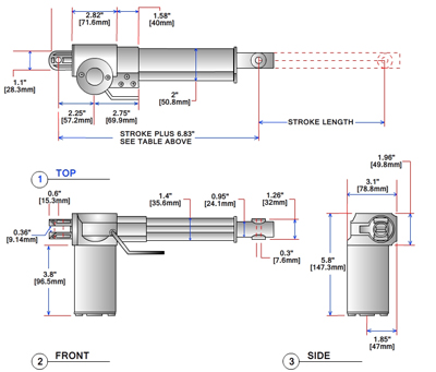 Firgelli Automation 12VDC, 24-inch slag lineaire lineaire actuator van 1000 lb