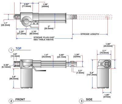 Firgelli Automation 12VDC, 24'' Stroke 1000lb Force Linear Actuator