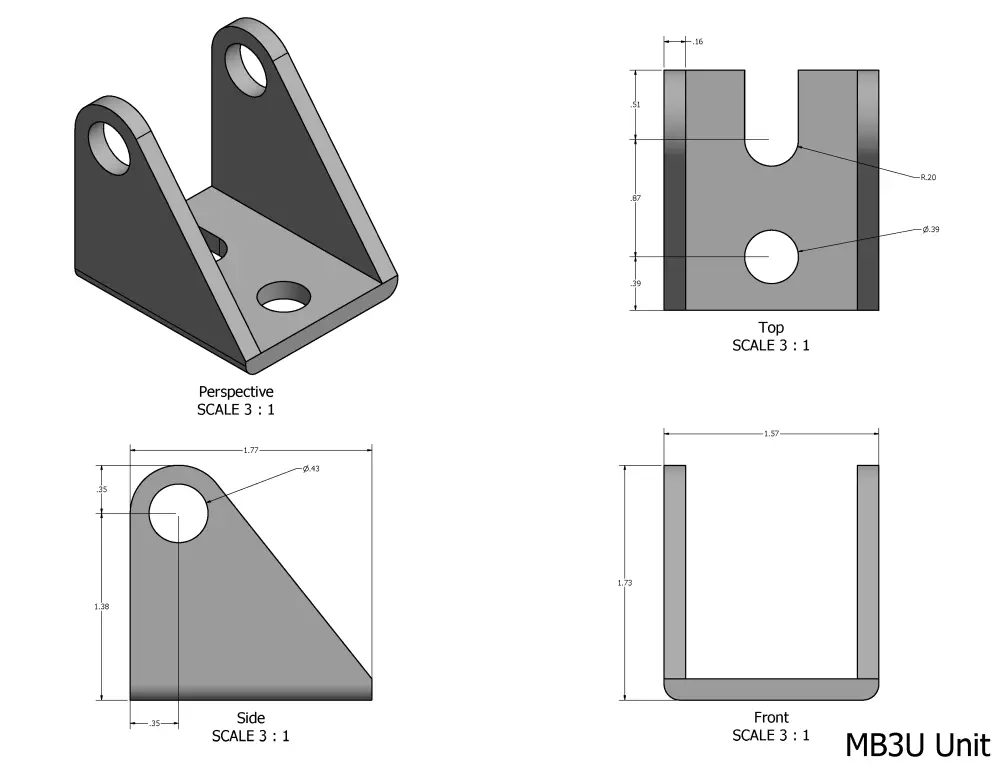 Mounting Bracket for 400lbs Force Linear Actuators