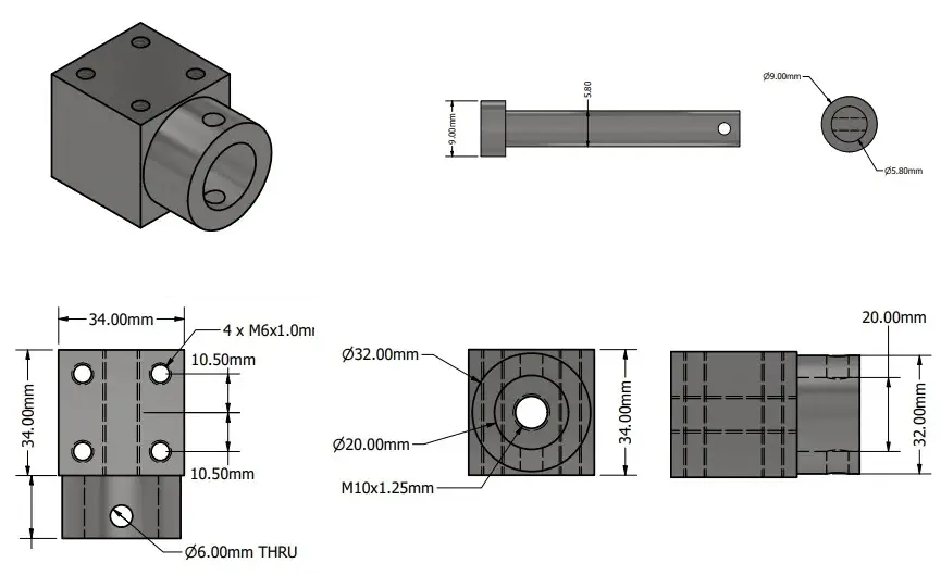 Support de montage MB10 pour actionneur d'extrémité de tige - Cliquez pour agrandir