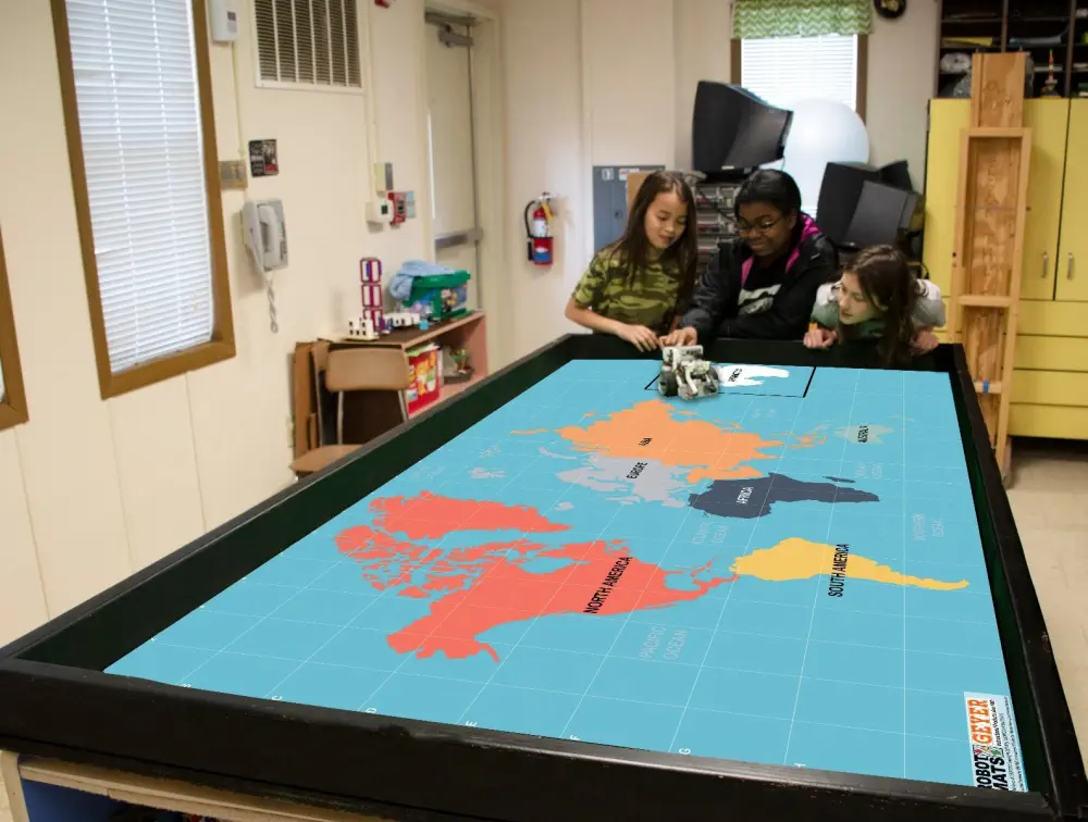 Environmental Mat: World Continents w/ Grid (FLL Size) - Click to Enlarge