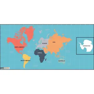 Tapis environnemental: Continents du monde avec grille (taille FLL) Taille: 44.75x92.75 / ENV005G