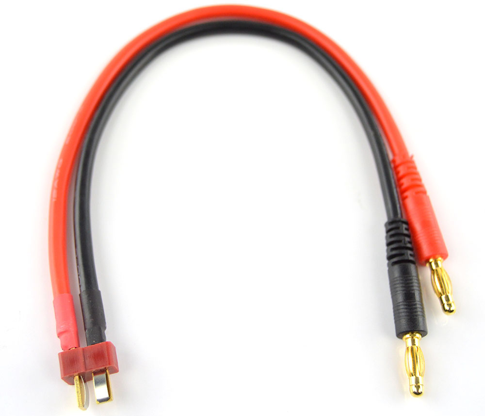 Câble adaptateur fils conducteurs banane à connecteur Deans mâle (250 mm) - Cliquez pour agrandir