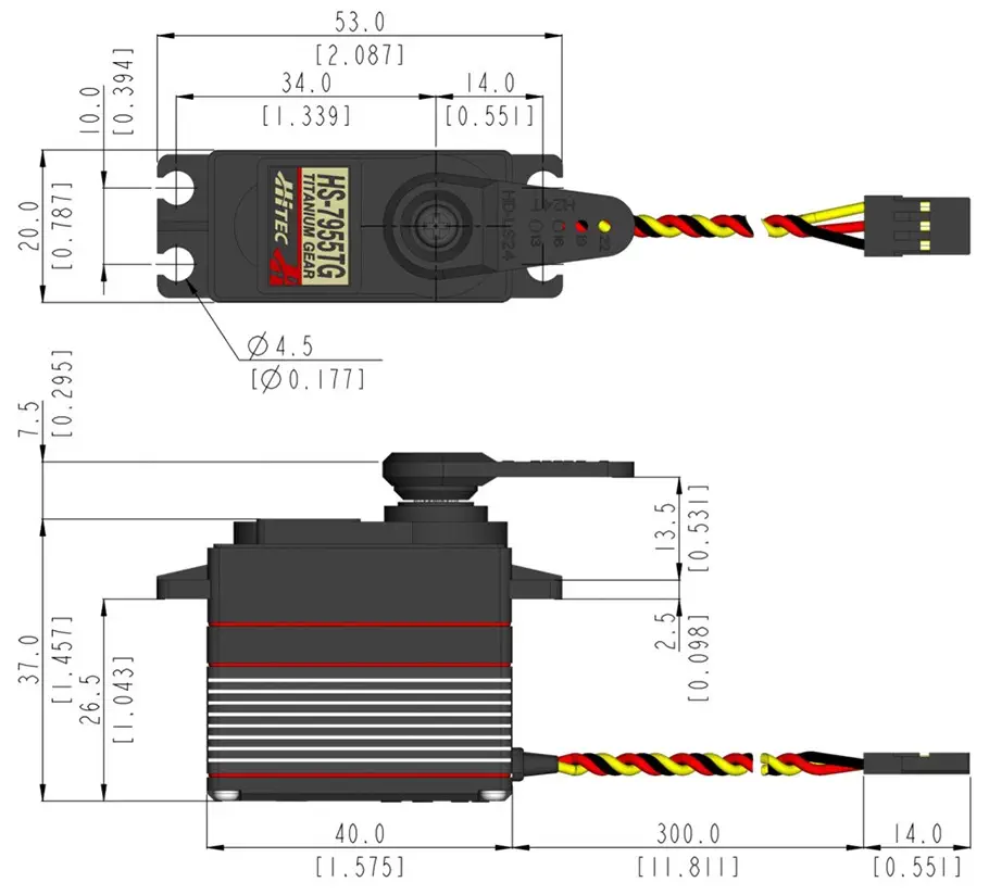 Specifications of HS-7955TG High Torque Titanium Gear Servo - Dimensions