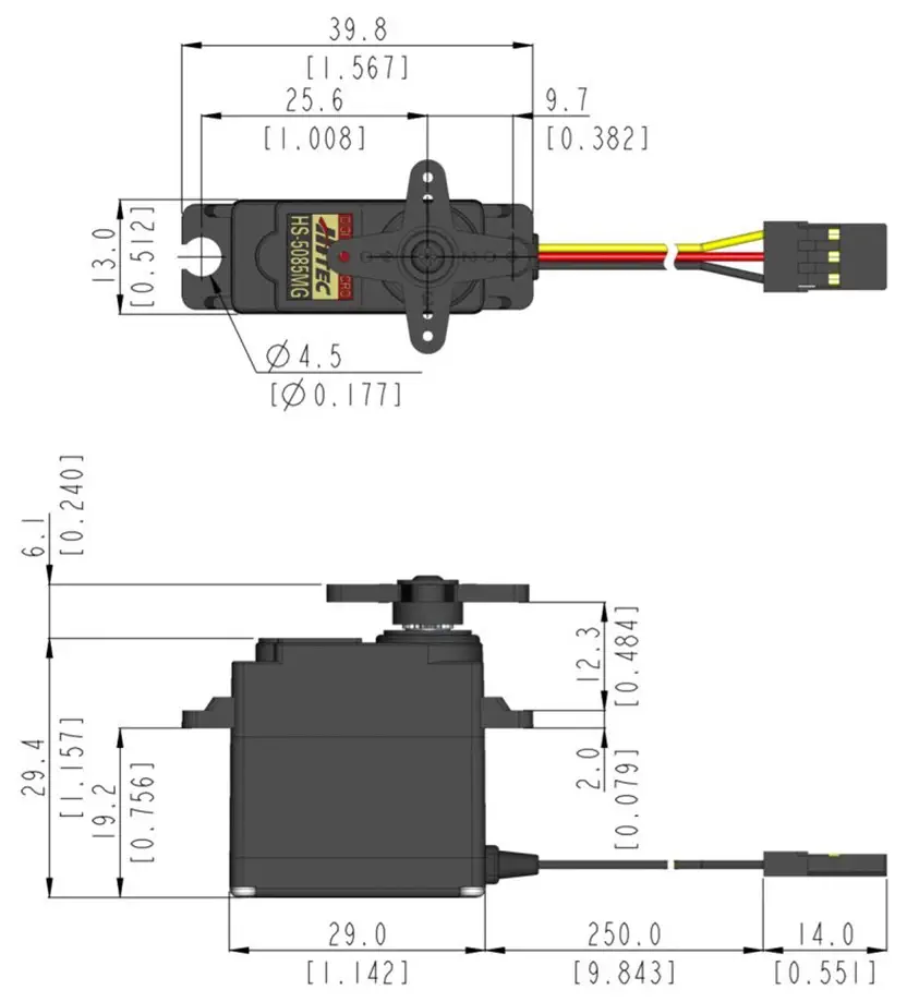 HS-5085MG Metal Gear Digital Micro Servo - Dimensions