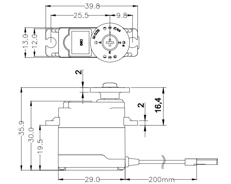 Micro Servo de Engranaje Metálico sin Núcleo de Alto Par de 13mm Hitec - Haga Clic para Ampliar