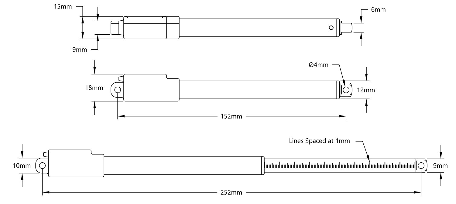 Hitec HLS12 Series 6V Linear Actuator 100mm 380:1 - Click to Enlarge