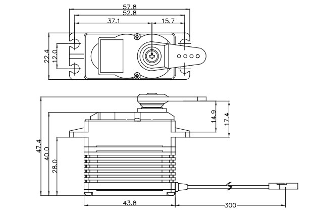 MD980TW 22mm Coreless Titanium Gear High Torque Servo - Click to Enlarge