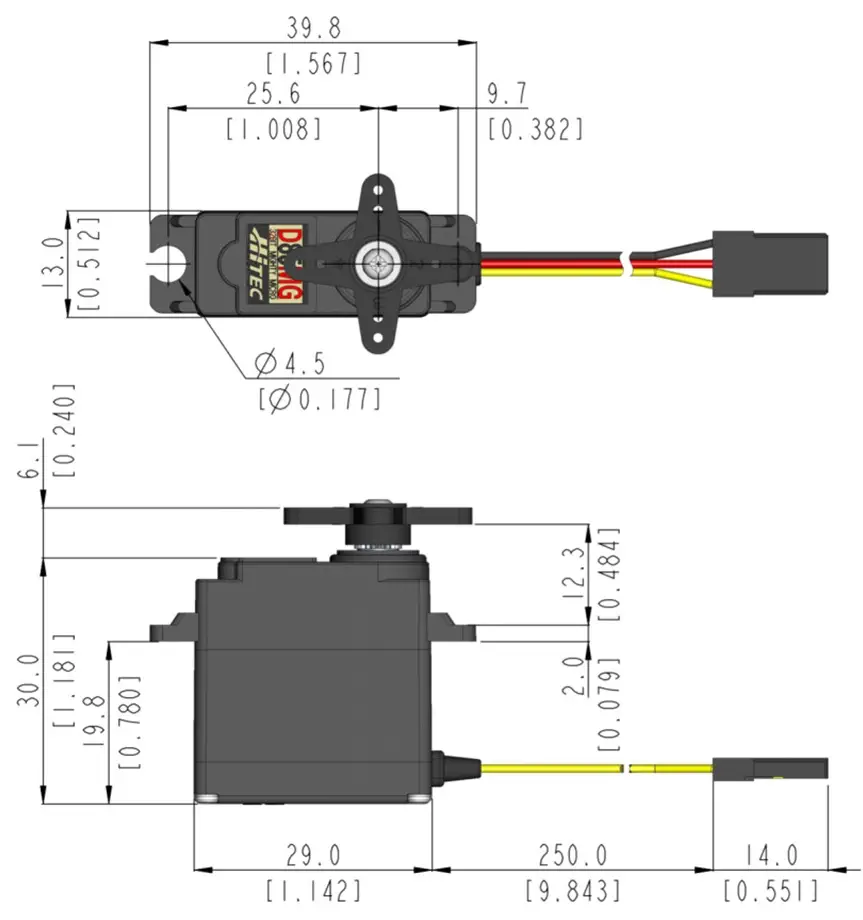 D85MG 32bit Premium Metal Gear Micro Servo - Dimensions