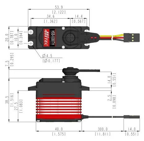 HSB-9380TH Ultra Torque Brushless Titanium Gear Servo - Dimensions