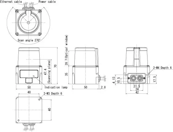 Hokuyo UST-10LN Scanning Laser Obstacle Detection Sensor- Click to Enlarge