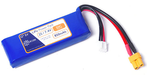 Hyperion G5 50C 2S 850mAh LiPo Battery- Click to Enlarge