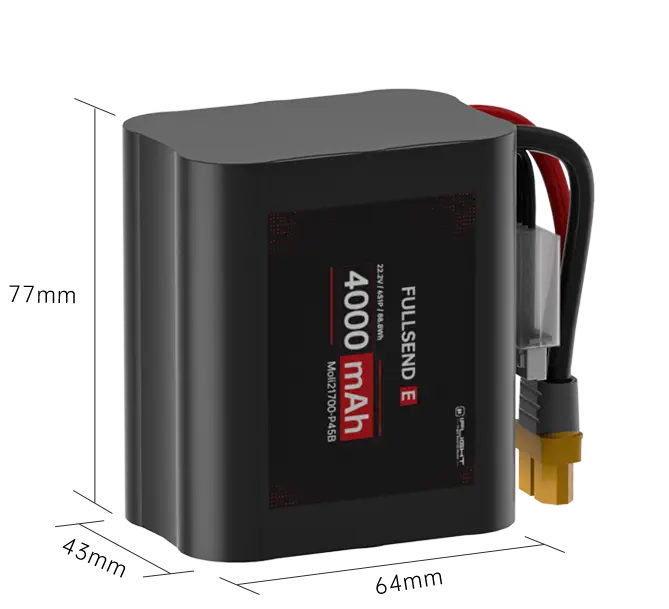 Fullsend E 6S 4000mAh Li-Ion Battery - Dimensions