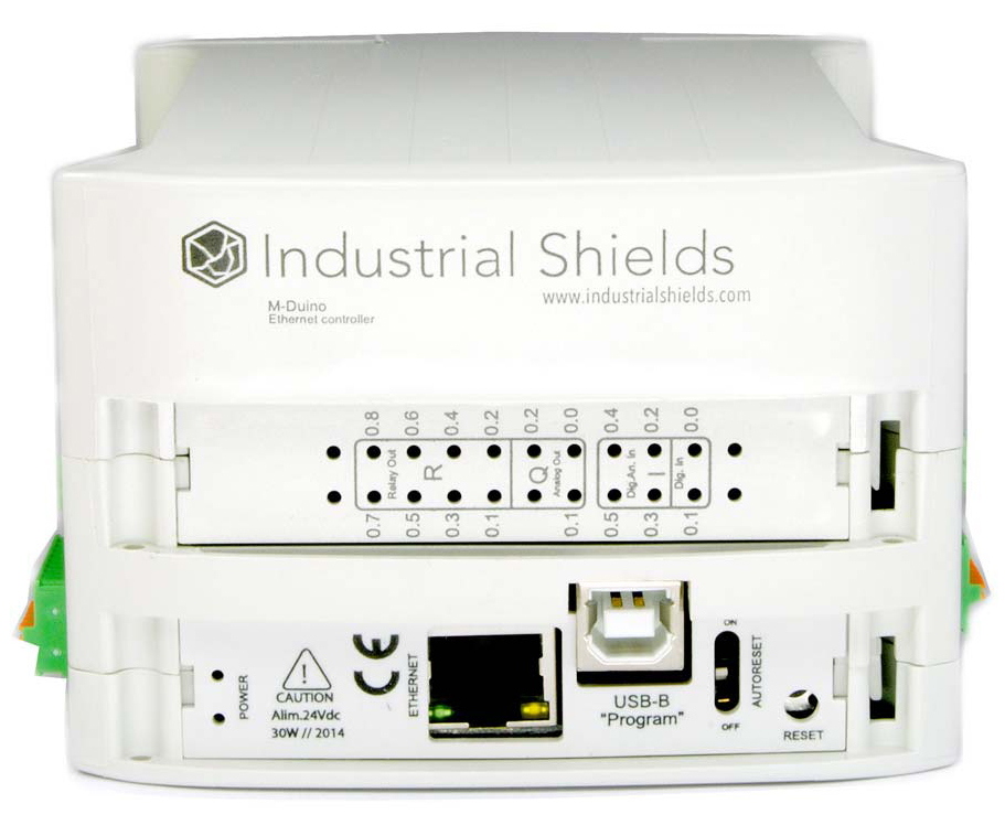 PLC M-DUINO Arduino Ethernet 19R Relé de E/S / Analógico / Digital PLUS - Haga Clic para Ampliar