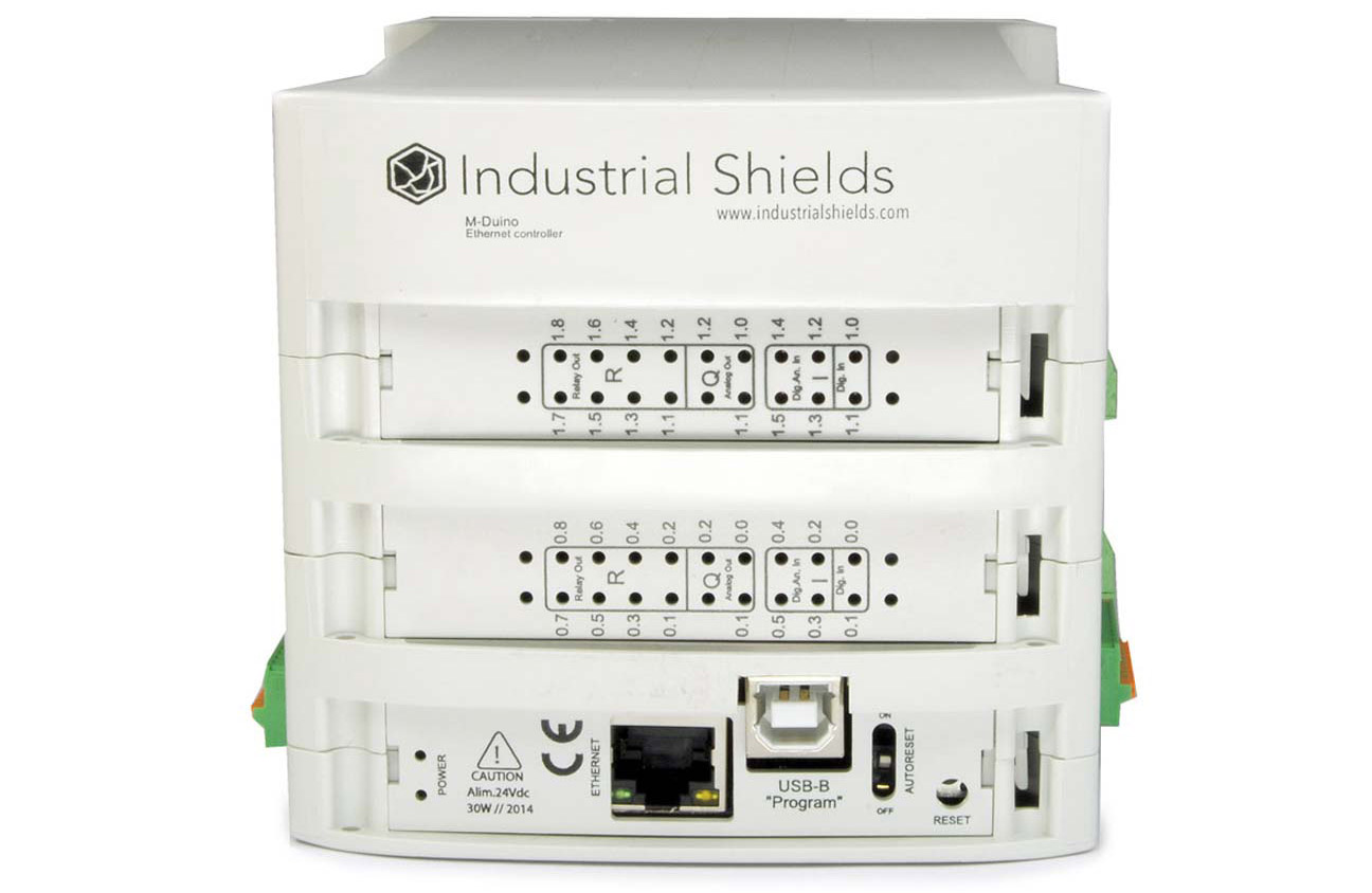 Industrial Shields M-DUINO PLC Arduino Ethernet 38AR I/Os Analog/Digital PLUS - Click to Enlarge