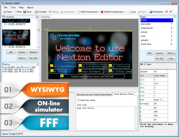 Pantalla Táctil LCD HMI de 5" Nextion 