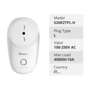 SONOFF S26R2 Prise Intelligente WiFi –EU/BR/UK (Type L)