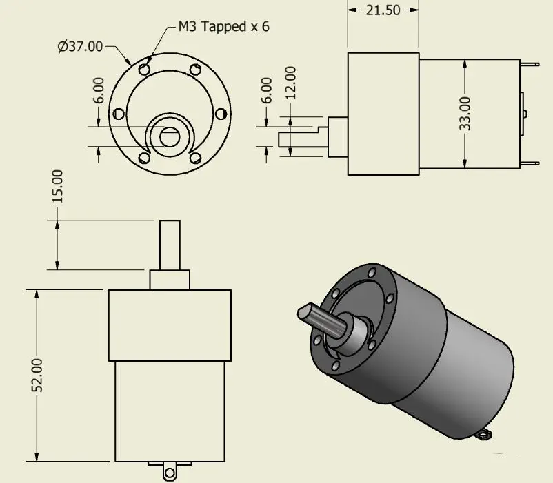 Motorreductor DC Titan de 12V 1000 RPM HP