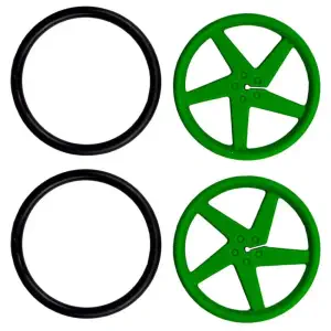 Roue 63mm pour Moteur avec Arbre en D - Vert (2pk)