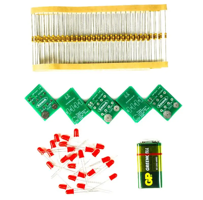 Kit de Aula para Aprender a Soldar LEDs de Kitronik - Haga Clic para Ampliar