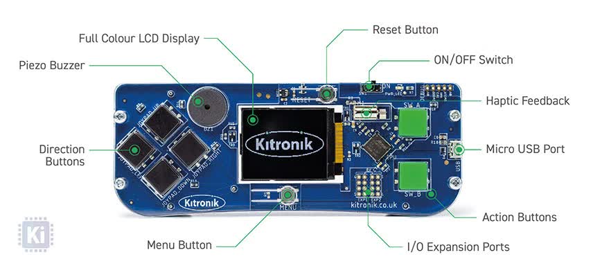 Kitronik ARCADE Programmable Gamepad for MakeCode Arcade - Click to Enlarge