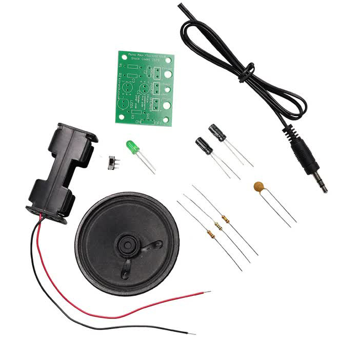 Kit d'amplificateur mono Kitronik avec interrupteur d'alimentation et voyant d'état - Cliquez pour agrandir