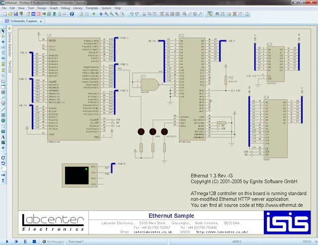 Logiciel Proteus VSM pour Microprocesseur Atmel AVR - Cliquez pour agrandir