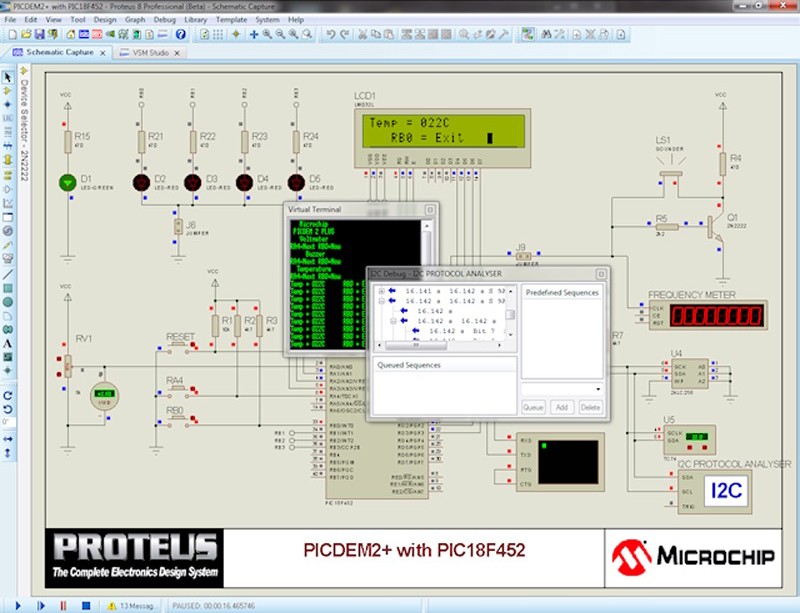 Logiciel Proteus VSM pour Microprocesseur PIC16 - Cliquez pour agrandir