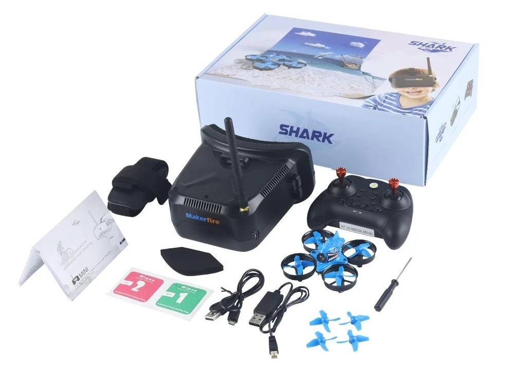 Drone de course Makerfire RTF Micro FPV Armor Shark + Lunettes FPV - Cliquez pour agrandir