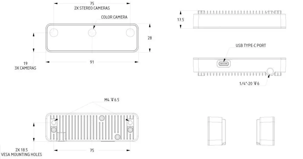 Cámara Luxonis OAK-D-Lite (Enfoque Automático) - Haga Clic para Ampliar