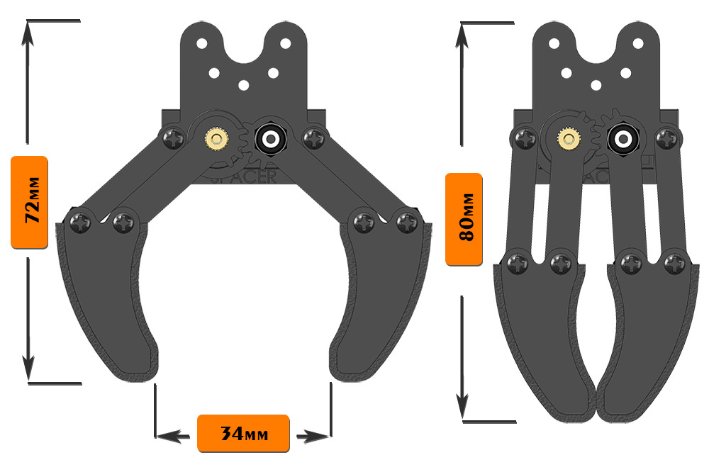 Lynxmotion SES - Mini Parallel Gripper Kit - Click to Enlarge