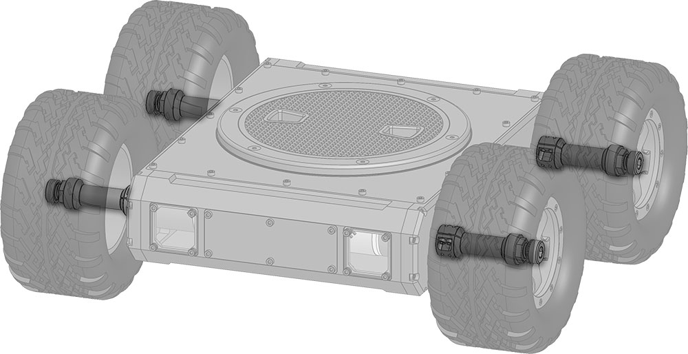 Kit de Buje de Rueda A4WD3 Lynxmotion (Hexagonal de 8mm a 17mm) - Haga Clic para Ampliar