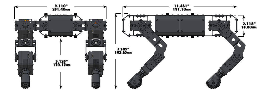 Lynxmotion (LSS) - mechDOG Quadruped Base Kit - Zum Vergrößern klicken