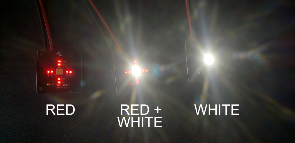 Lynxmotion - A4WD3 Red Brake & White High Power LED-Modul - Zum Vergrößern klicken