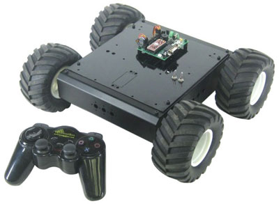 Lynxmotion Aluminum A4WD1 PS2 Rover Kit- Click to Enlarge