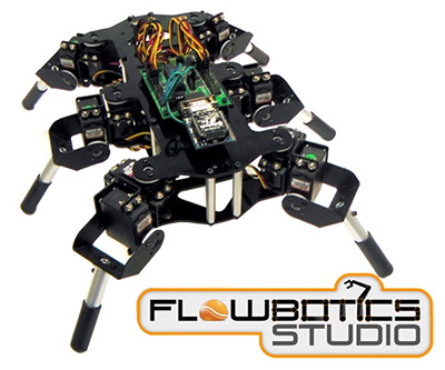 Lynxmotion Mini-Hex Hexapod Kit MH2F (FlowBotics Studio)- Click to Enlarge