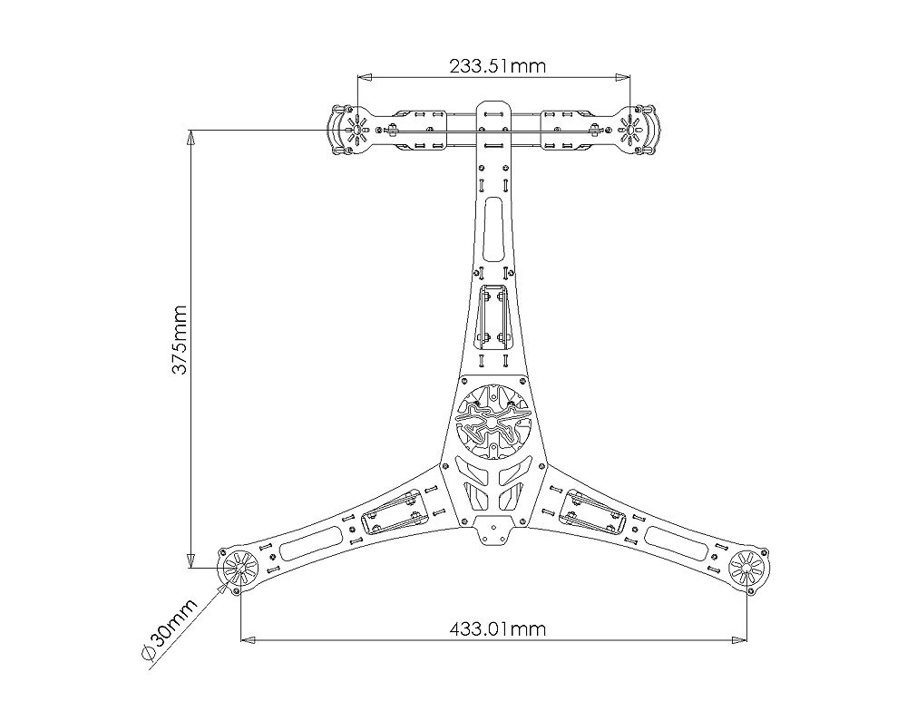 Lynxmotion Hunter VTail 500 Drohnenbausatz (nur Hardware)