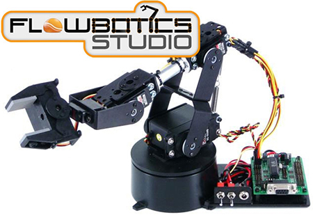 Lynxmotion AL5A 4DOF Robotic Arm SSC-32U Combo Kit (FlowBotics Studio)- Click to Enlarge