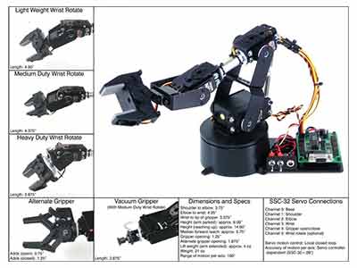 Lynxmotion Kit Combinado Brazo Robótico AL5B 4DOF SSC-32U (Flowbotics Studio)