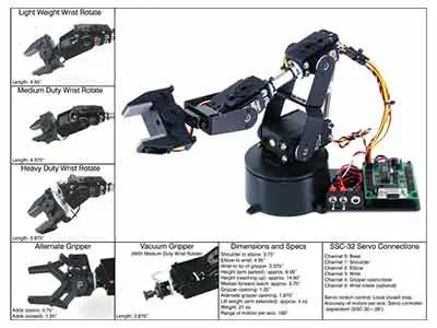 Lynxmotion AL5B 4DOF Robotic Arm SSC-32U Combo Kit (FlowBotics Studio)