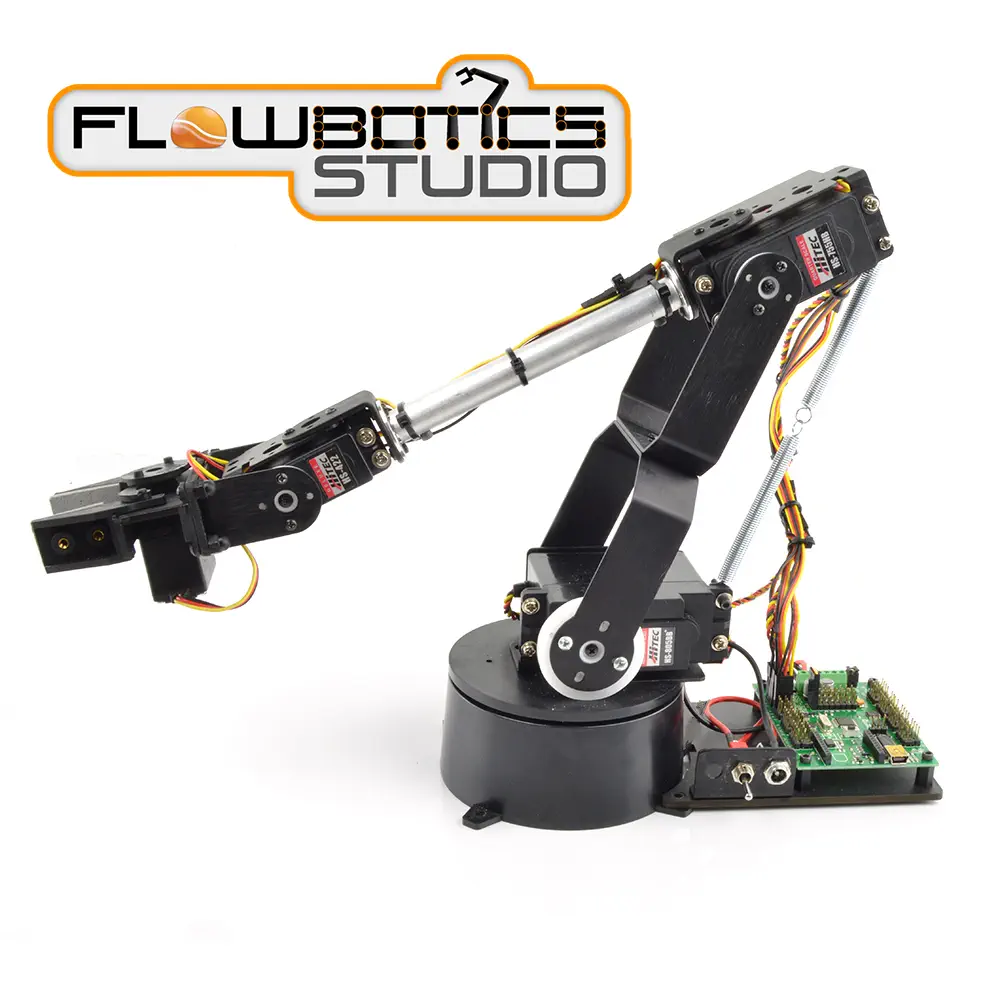 Lynxmotion AL5D 4DOF Robotic Arm SSC-32U Combo Kit (FlowBotics Studio)- Click to Enlarge