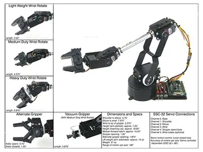 Lynxmotion AL5D 4DOFロボットアームSSC-32Uコンボキット（FlowBotics Studio） - クリックして拡大