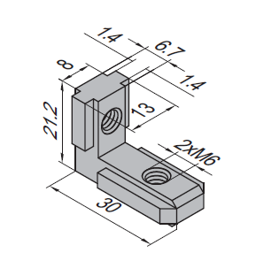 90 Degree Internal Bracket for 20mm Extrusions (4pk)