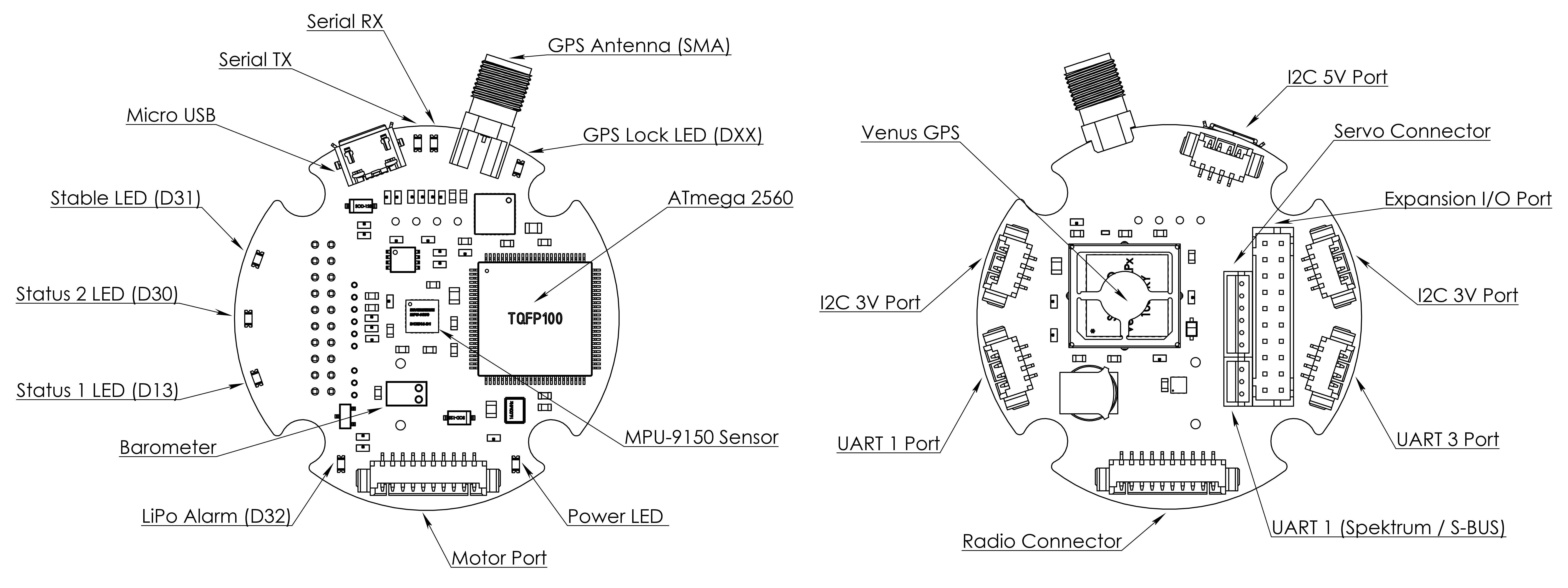 Quadrino Nano Drone de Lynxmotion/Controlador de Vuelo UAV (con GPS)