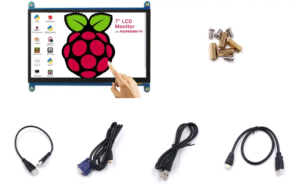 7 Zoll 1024x600 HDMI LCD mit Touch für Raspberry Pi - Zum Vergrößern klicken