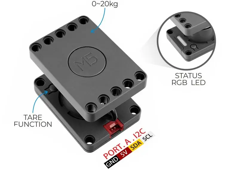 M5Stack weegschaal met bereik van 20 kg (HX711)