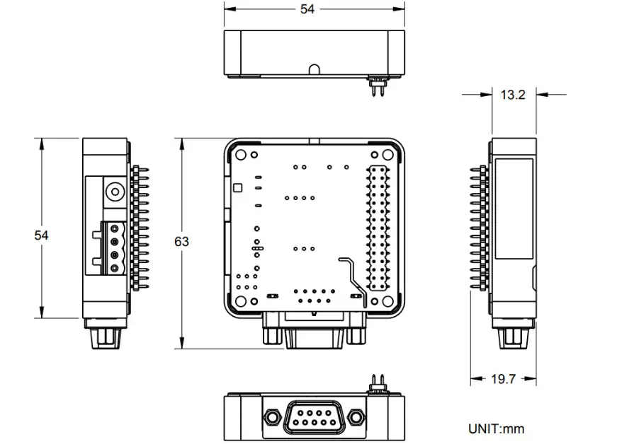 M5Stack RS232-module 13.2 met DB9 mannelijke connector