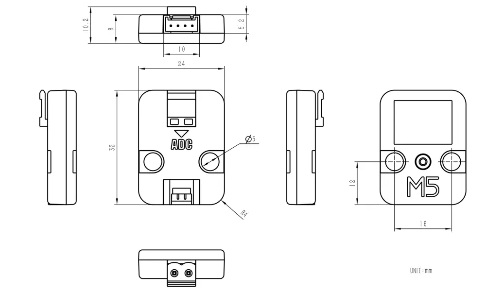 M5Stack ADC I2C Unit V1.1 16-Bit Analoog-naar-Digitaal Converter (ADS1110)