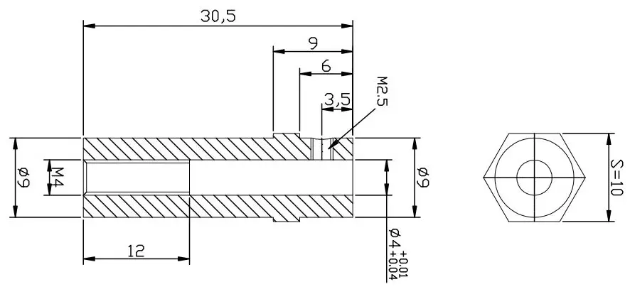 4mm Brass Coupling for 48mm Steel Mecanum Wheel - Click to Enlarge