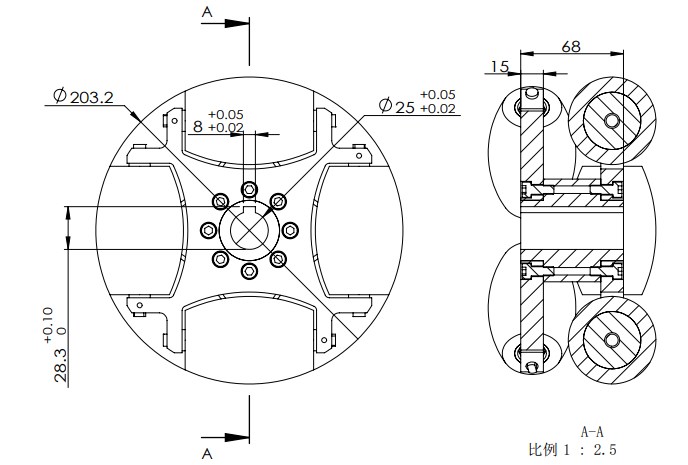 203mm Heavyduty Industrial Omni Wheel NW203C - Click to Enlarge